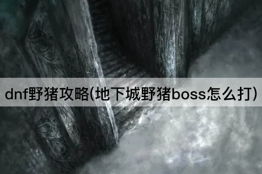 dnf野猪攻略(地下城野猪boss怎么打)
